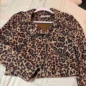 Fashion Nova Leopard Print Leather Jacket